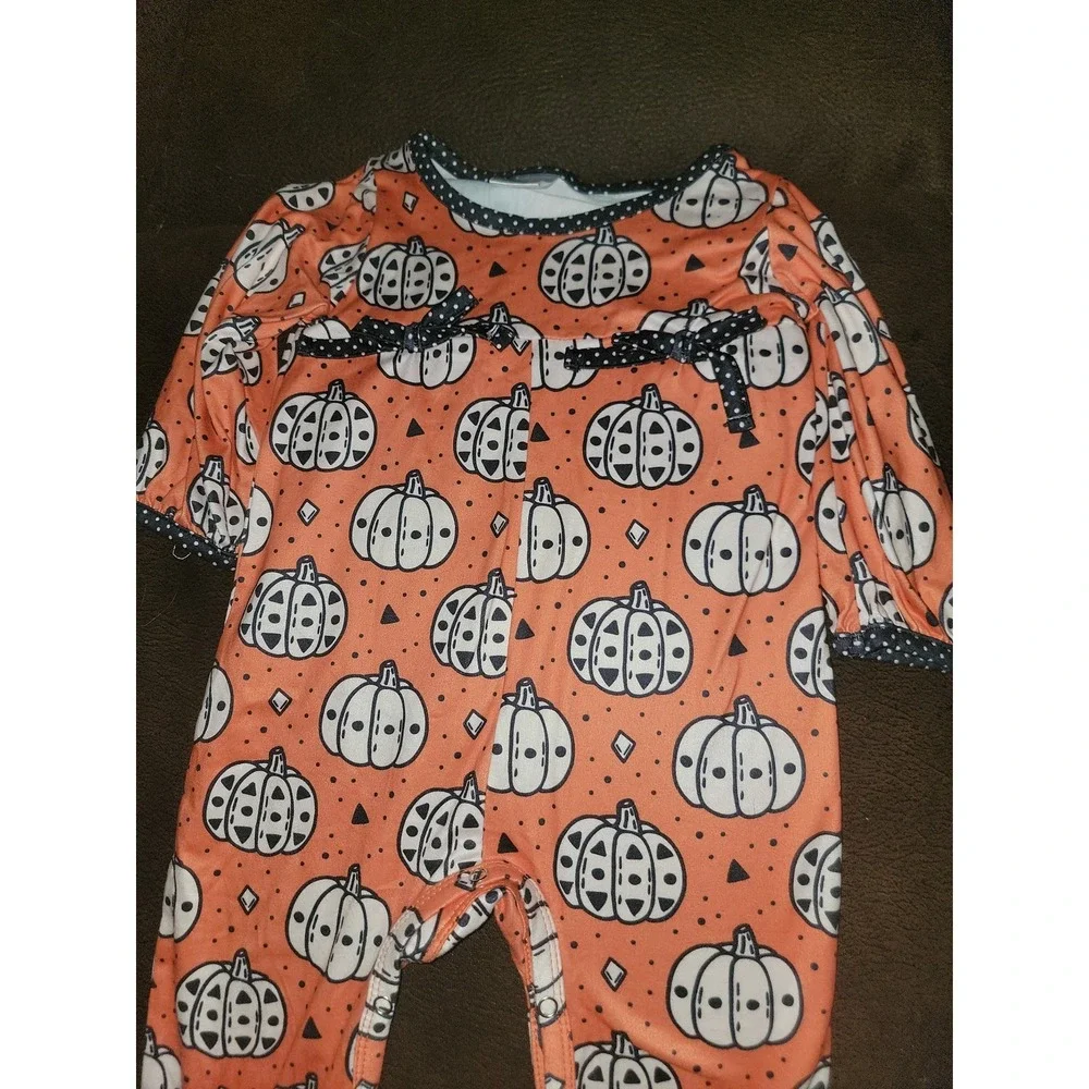 Boutique fall autumn Halloween pumpkin one piece romper size 18 months
